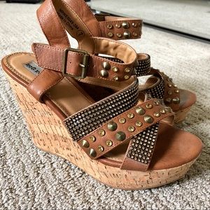 Not Rated Studded Wedges Chestnut size 7